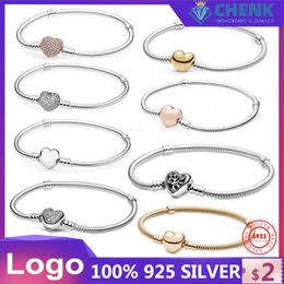 Bangle CHENK Hot Sale Love heart Sterling Silver Bracelet Fit Original Design Beads Charms Bangle DIY Jewelry Making Gift For Women