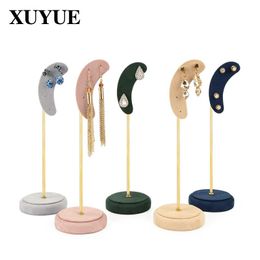 Boxes New jewelry display stand moonshaped metal earring display stand earrings jewelry props earring storage rack in stock
