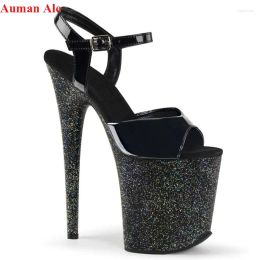 Sandals Auman Ale Modern Ankle Straps Thin Heels Pole Dancing Shoes Platform Walk Show 20CM Super High Heel Peep Toe Sexy