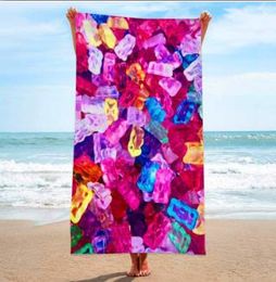 Personalised Rainbow Tie-Dye Microfiber Looped Fabric Beach Towel Bath Towel Seaside Blanket Shawl Wipe Sweat