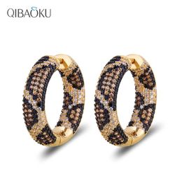 Huggie Popular Jewellery Gold Plated Gem Earrings Multicolor Zircon Leopard Circle Earrings Python Earrings
