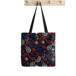 Shopping Bags 2023 Shopper Bandana Dark Red Print Tote Bag Women Harajuku Handbag Girl Shoulder Lady Canvas