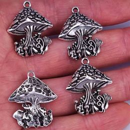 Necklaces 50pcs Zinc alloy Metal Antqiue Silver Colour Mushroom Charms Pendant Earring necklace Charm women man Handmade Accessories DIY