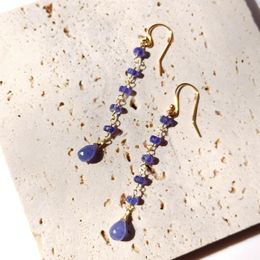 Knot Lii Ji Tanzanite 14K Gold Filled Dangle Earrings Natural Stone Handmade Jewellery For Women Gift