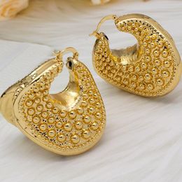 Huggie Irregular Hoop Earrings For Women African Beads Dubai Golden Earrings For Bridal Wedding Jewelry Accessories Party Big Earrings