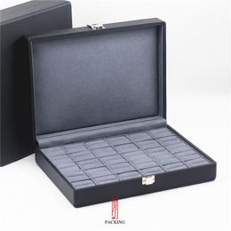 Boxes Boutique Black PU leather Jewellery storage box With the Silver Snap Ring for Jewellery exhibitions or Show customers