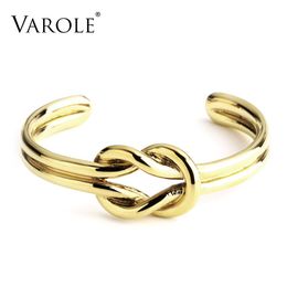 Bangle VAROLE Simple Knotted Summer Bangles Cuff Bracelet for Women Jewelry Rose/Gold Color 100% Copper Metal Bangle Pulseiras mujer