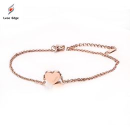 Anklets 2023 Foot Jewelry Rushed Ankle Bracelet Sandalia Feminina Adjustable Length & Rose Gold-color Stainless Steel Heart Love