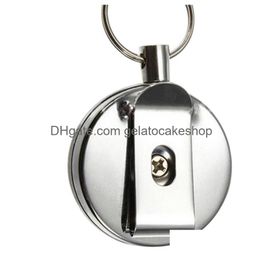 Other Household Sundries Retractable Metal Card Badge Holder Steel Recoil Ring Belt Clip Pl Key Chain Metals Buckle Gift Drop Delive Dhzoa