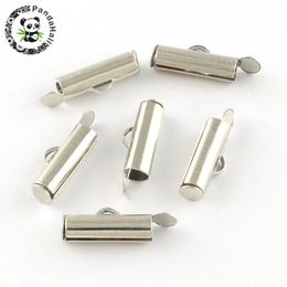 Components 1000pcs Iron Slide On End Clasp Tubes Slider End Caps Metal Jewellery Findings for DIY 10mm 20mm 25mm 30mm