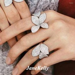 Necklace Earrings Set Janekelly Designer Leaf Top Accessories Fashion Unique Bangle Earring And Ring Sets Zircon Micro Pave Hand