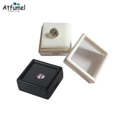 Boxes 50Pcs Square Loose Diamond Box With Foam Pad White Black Bead Pendant Box Gemstone Gem Jewellery Box Earring Ring Display Box