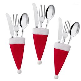 Christmas Decorations 10pcs Decorative Tableware Mini Caps Pocket Knife Fork Spoon Holders Table Decoration For Home Xmas Supplies1