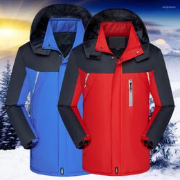 Men's Down 2023 Men With Hair Thickening Winter Article Ski-wear Reflective Cotton-padded Jacket Rain Wear To Keep Warm