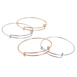 Bangle 10Pcs/Lot 65Mm Adjustable Wire Bracelet Wrapped Expandable Wrist Cuff Bracelets Womens Wholesale Drop Delivery Jewelry Dh5Qi