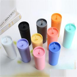 Tumblers 17 Colors 16Oz Acrylic Skinny Matte Colored Tumbler With Lids And Corlorf Sts Double Wall Plastic Cup Drop Delivery Home Ga Dhqo1