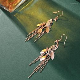 Hoop Earrings Women's S925 Sterling Silver Plating Color Gold Phoenix Tassel Affordable Luxury Fashion Personalized Colorful E