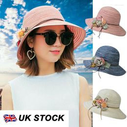 Wide Brim Hats Fashion Women Sun Hat Summer Floppy Straw Lady Floral Beach Foldable Cap Dress