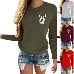 Women's T Shirts Halloween Stamp Print Fashion Soft Round Neck Loose Long Sleeve Casual Women For WomenWomen's