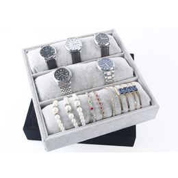 Boxes New Design 3 Grids Watches Holder Bracelets Anklet Hairbinding Tray Jewellery Display Jewellery Organiser Removable Long Pillows