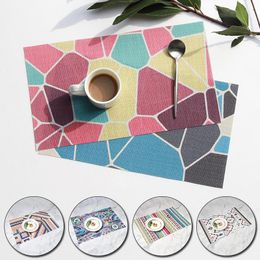 Table Mats & Pads Geometric Printing PVC Mat Bohemian Flower Plant Linen Drink Coasters Cup Design Cloth Dining Doilies Placemats For