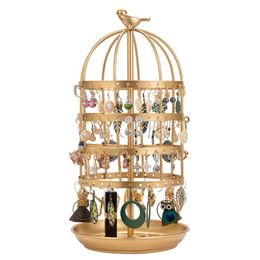 Display Bird Cage Rotating Earrings Jewellery Display Rack Stand Holder Storage Showcase