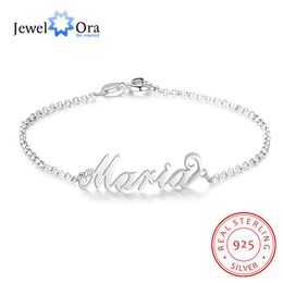 Bangle JewelOra 925 Sterling Silver Personalized Custom Name Bracelets for Women Customized Charms Chain Bracelet Sister Gift