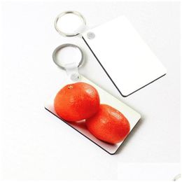 Other Festive Party Supplies Sublimation Blank Keychain Home Mdf Square Wooden Key Pendant Thermal Transfer Doublesided Ring White Dhrjt