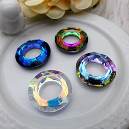 Components 20mm Circle Crystal Pendant Round Charm For DIY Jewelry Making Necklace Earrings Glass Connector Beads Finding Wholesale 30 Pcs