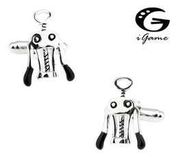 iGame Corkscrew Cufflinks Unique Red Wine Opener Design Quality Brass Material Free Shipping