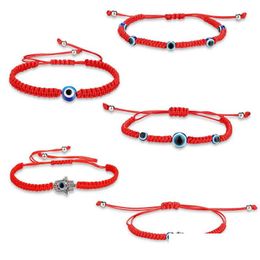 Chain Fashion Lucky Blue Eye Evil Turkish Bracelets For Women Men Handmade Braided Red Rope Bangle Jewelry Female Wholesale Drop Deli Dhyrm