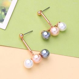 Dangle Earrings Bulk Price Cute Multicolor Acrylic Pearl Pendant For Women Rose Gold Color Brass Strands Fashion Jewelry