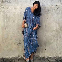 Abiti casual Kaftan Beach Style Abito lungo allentato Tie-Dyed Fashion Trend Casual Bohemian Tribal India Pattern Maxi Dress Caftan Lady Covers L230520