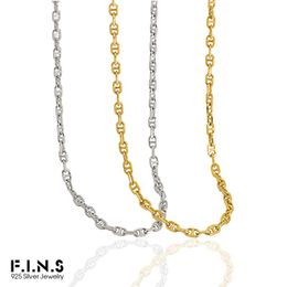 Necklaces F.I.N.S Minimalist INS Pig Nose Chain Choker Necklace S925 Sterling Silver Necklace Thin Stackable Chain Necklaces for Women