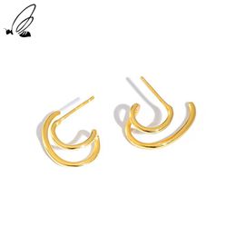 Stud S'STEEL Double Irregular Stud Earring 925 Pure Silver For Women Minimalism Designer Pierced Ears Fine Body Jewelry Accessories