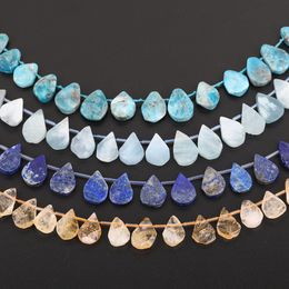 Crystal Approx 2835PCS/Strand Natural Citrines Qaurtz Lapis Stone Slab Water Drop Loose Spacer Beads Findings For DIY Jewelry Making