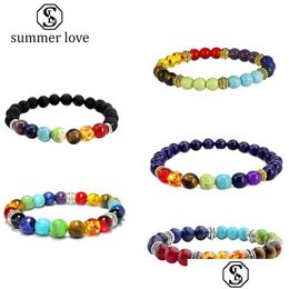 Beaded Sell 7 Chakra 8Mm Healing Nce Beads Bracelet For Women Men Adjustable Size Nature Stone Yoga Fashion Jewellery Gift Drop Delive Dheto