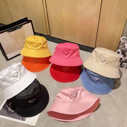 Mens Women Designers Nylon Bucket Hat Fitted Hats Sun Prevent Bonnet Beanie Baseball Cap P Snapbacks Outdoor Fishing Dress Beanies Pink Orange Sunhats