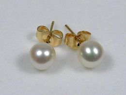 Earrings Good Champagne 78mm AAA++ Grey 78mm White 6.6mm Akoya Perfect Round Cultured Pearl Stud Earring 14k/20