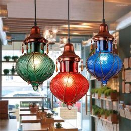 Pendant Lamps Bohemia Style Bar Coffee Led Lights Creative Color Crystal Lamp Mediterranean Restaurant Aisle Hanging