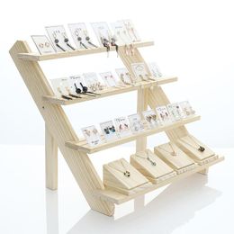 Boxes Jewelry Display Tray Earring Stand Display Rack Rings Solid Wood Holder Organizer Shelf