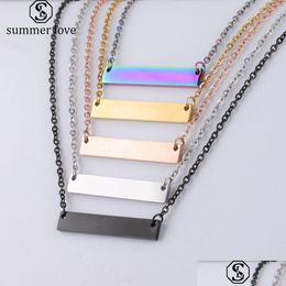 Pendant Necklaces Blank Bar Necklace For Women Men Stainless Steel Gold Rose Sier Charm Jewelry Buyer Own Engraving Drop Delivery Pen Dhom1