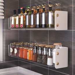 Storage Holders Racks Luxurious Kitchen Organizer Spice Rack Punch Free Seasoning Bottle Holder Shelf 230520