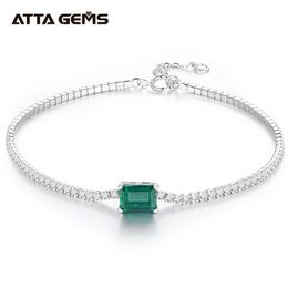 Bangles ATTAGEMS 925 Sterling Silver Moissanite Diamond Emerald Gemstone Bangle Charm Wedding Tennis Bracelet Fine Jewellery Wholesale