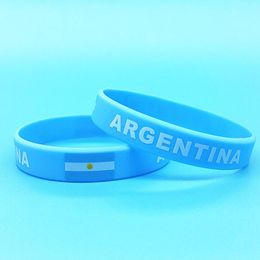 Bracelets 100pcs Argentina Flag Silicone Bracelet Sport Wristbands Print Country Men Women Rubber Wrist Strap Bangle Outdoor Accessories