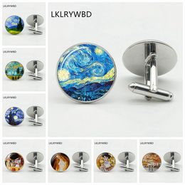 Van Gogh's Artwork, Men's Women's Custom Shirt Cufflinks Clothing Shirt Button Cufflinks Personalised Round Glass Cufflinks Gift