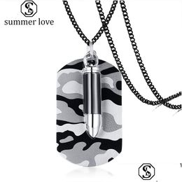 Pendant Necklaces Camouflage Military Tag Necklace For Men Fans High Quality Stainless Steel Air Force Navy Warrior Drop Delivery Je Dh63V