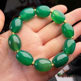 Bangle Natural Agate Emperor Chrysoprase Passepartout Barrel Beads Bracelets for Men and Women Plus Beads Fashion Bracelet