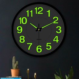 Wall Clocks Inch Luminous Minimalist Clock Modern Design White Quartz Simple Glowing Hanging Bedroom Living Room DecorationWallWall