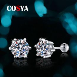 Stud COSYA Real 0.8 Carat Moissanite Diamond Stud Earrings For Women Screw Back 100% 925 Sterling Silver Fine Jewellery Valentine Gift